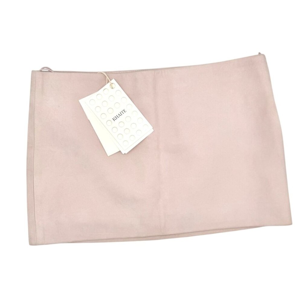 Khaite Jett suede mini skirt Soft Pink NWT - Size 2 - Picture 3 of 10